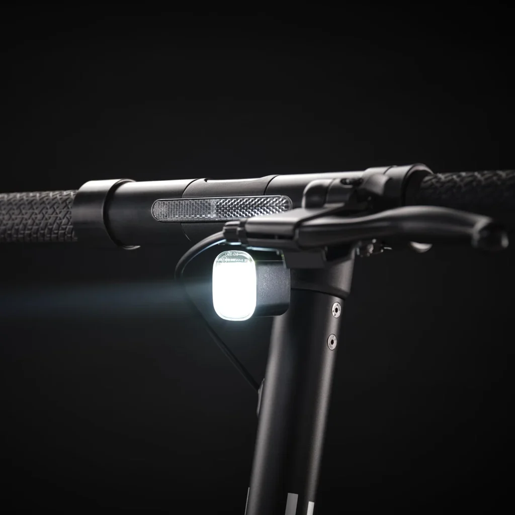 Pure Air4 Black Electric Scooter 7 Close up of the left handlebar and light on the Pure Air4 Black Electric Scooter.