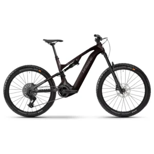 Side view of the Haibike ALLMTN CF 9 i 25 HB C2 in black/platinum